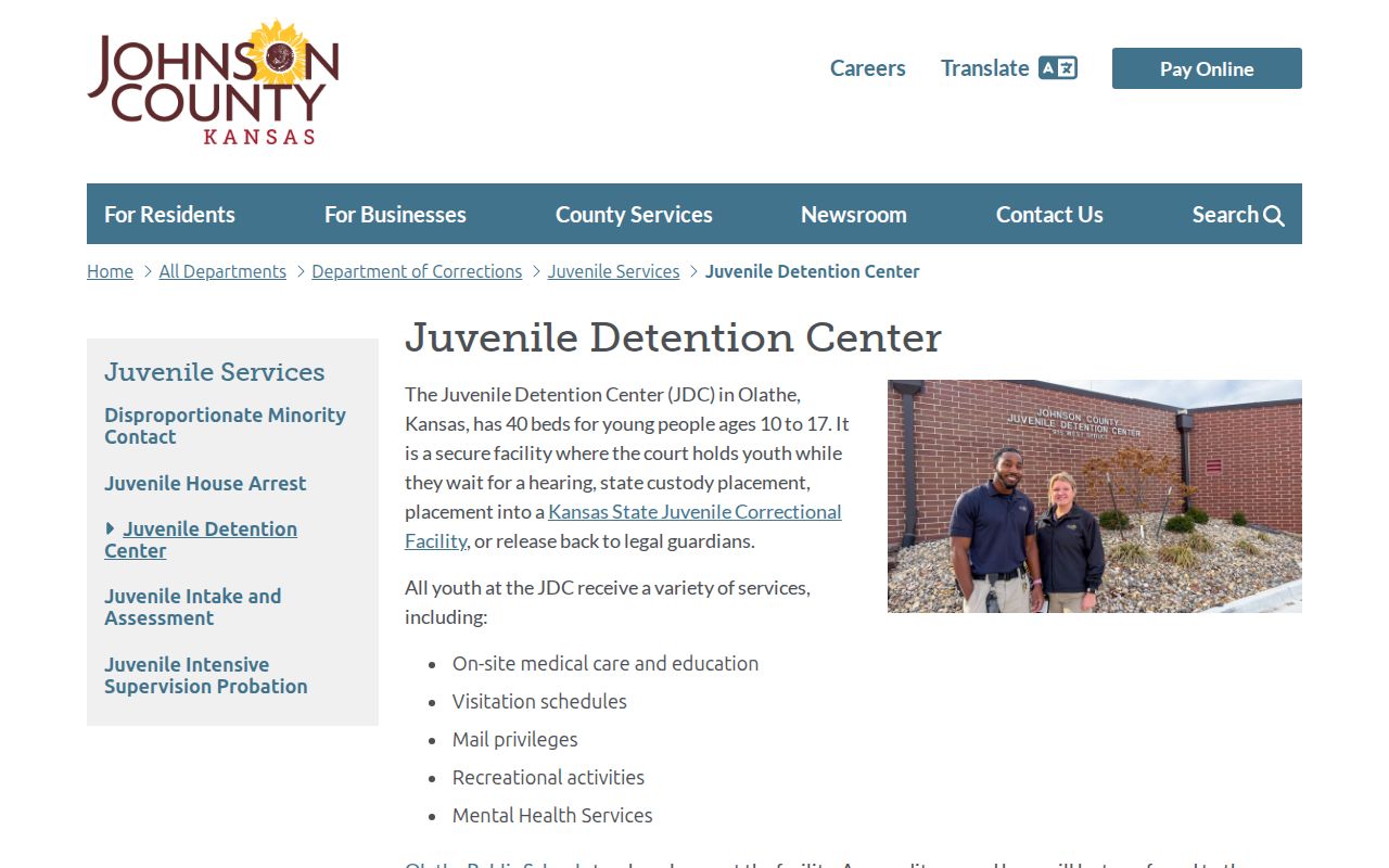 Official Johnson County Juvenile Detention Center information page